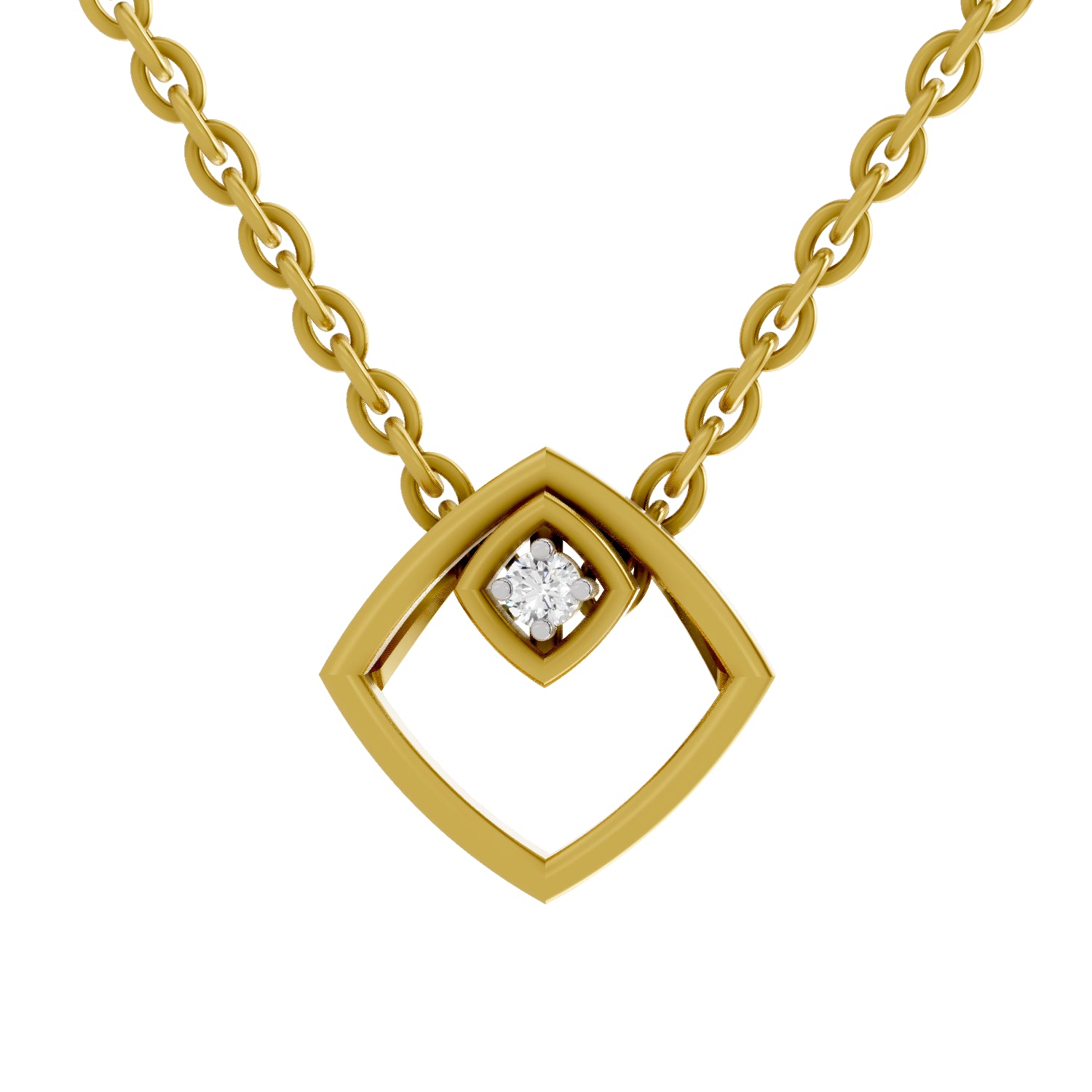 0.02 Carat| 925 Sterling Silver Gold Plated Geometric Pendant Necklace