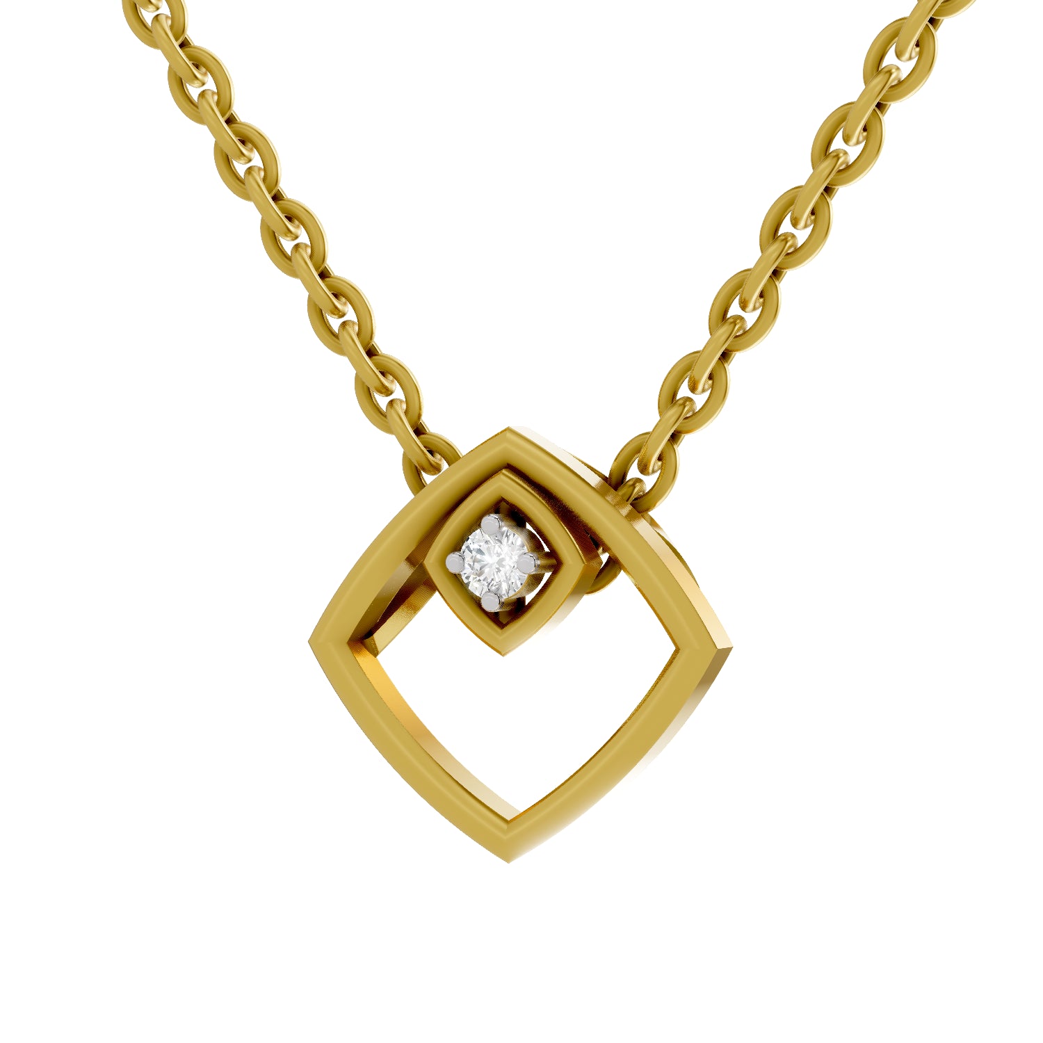 0.02 Carat| 925 Sterling Silver Gold Plated Geometric Pendant Necklace