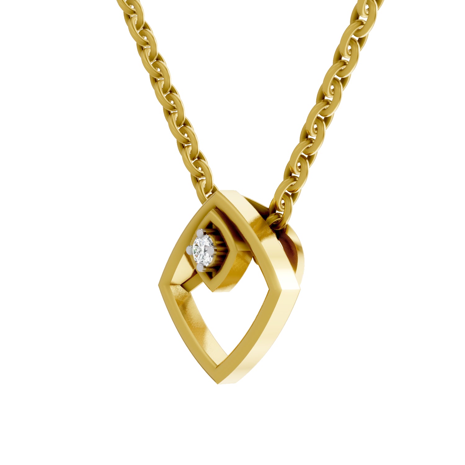 0.02 Carat| 925 Sterling Silver Gold Plated Geometric Pendant Necklace