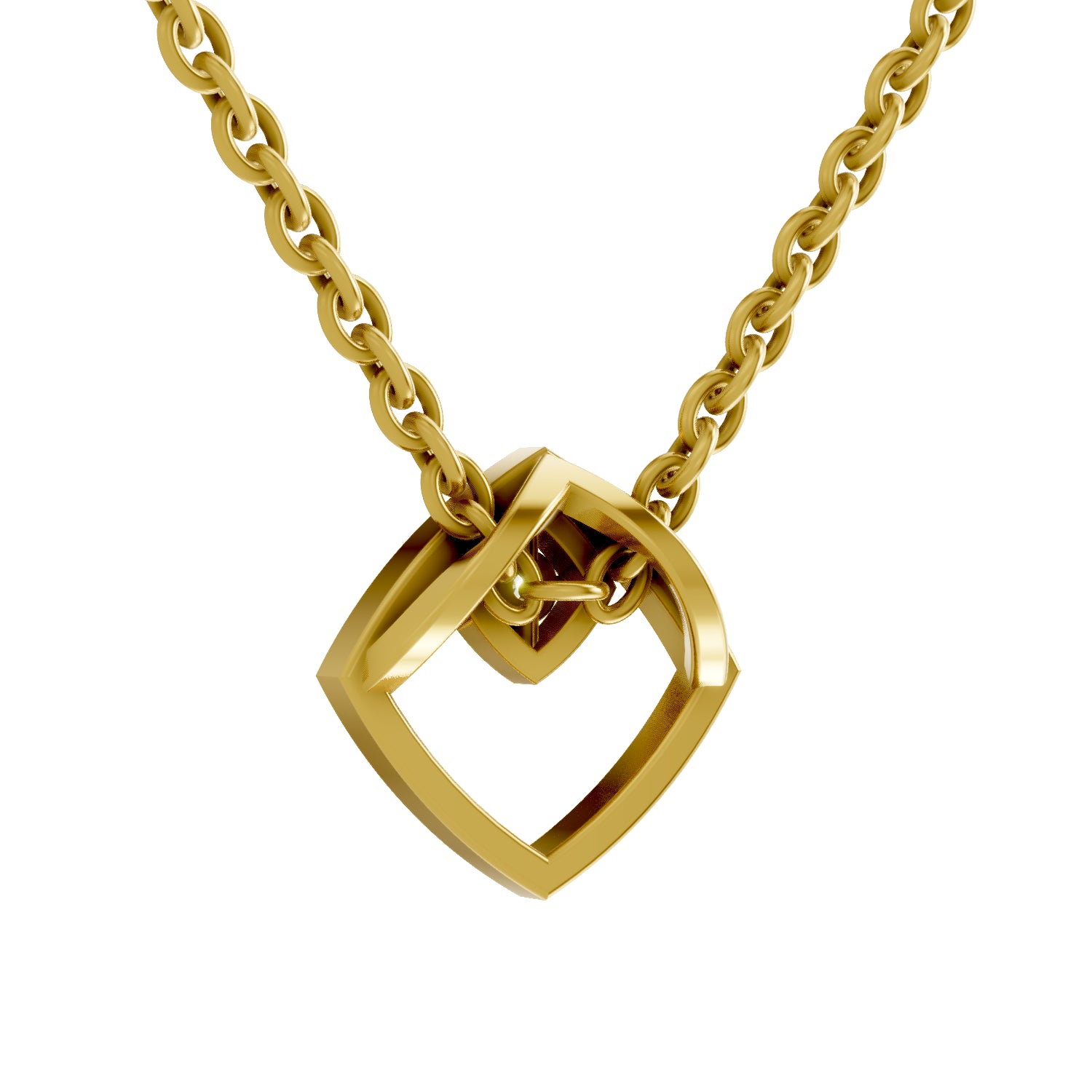 0.02 Carat| 925 Sterling Silver Gold Plated Geometric Pendant Necklace
