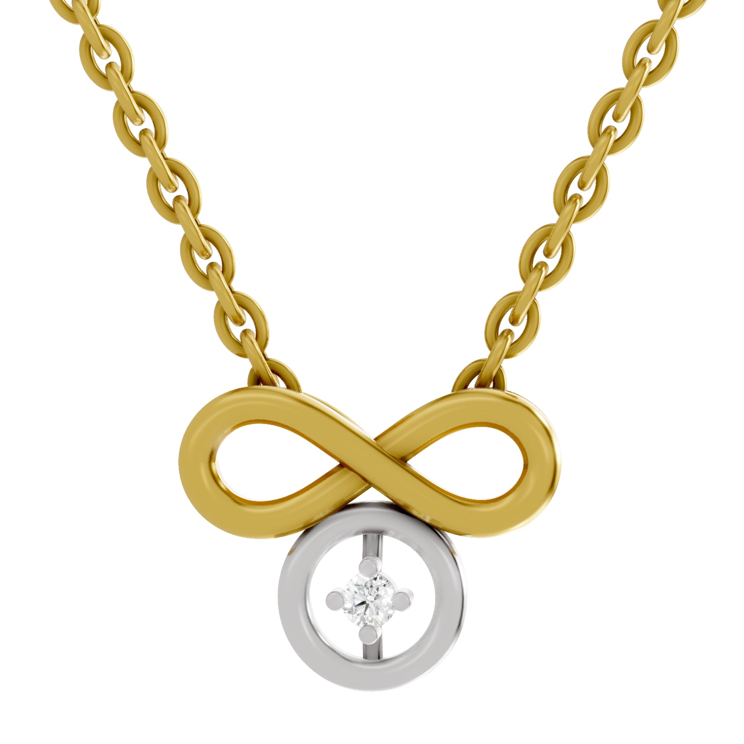 0.02 Carat| 925 Sterling Silver Gold Plated Infinity Pendant Necklace