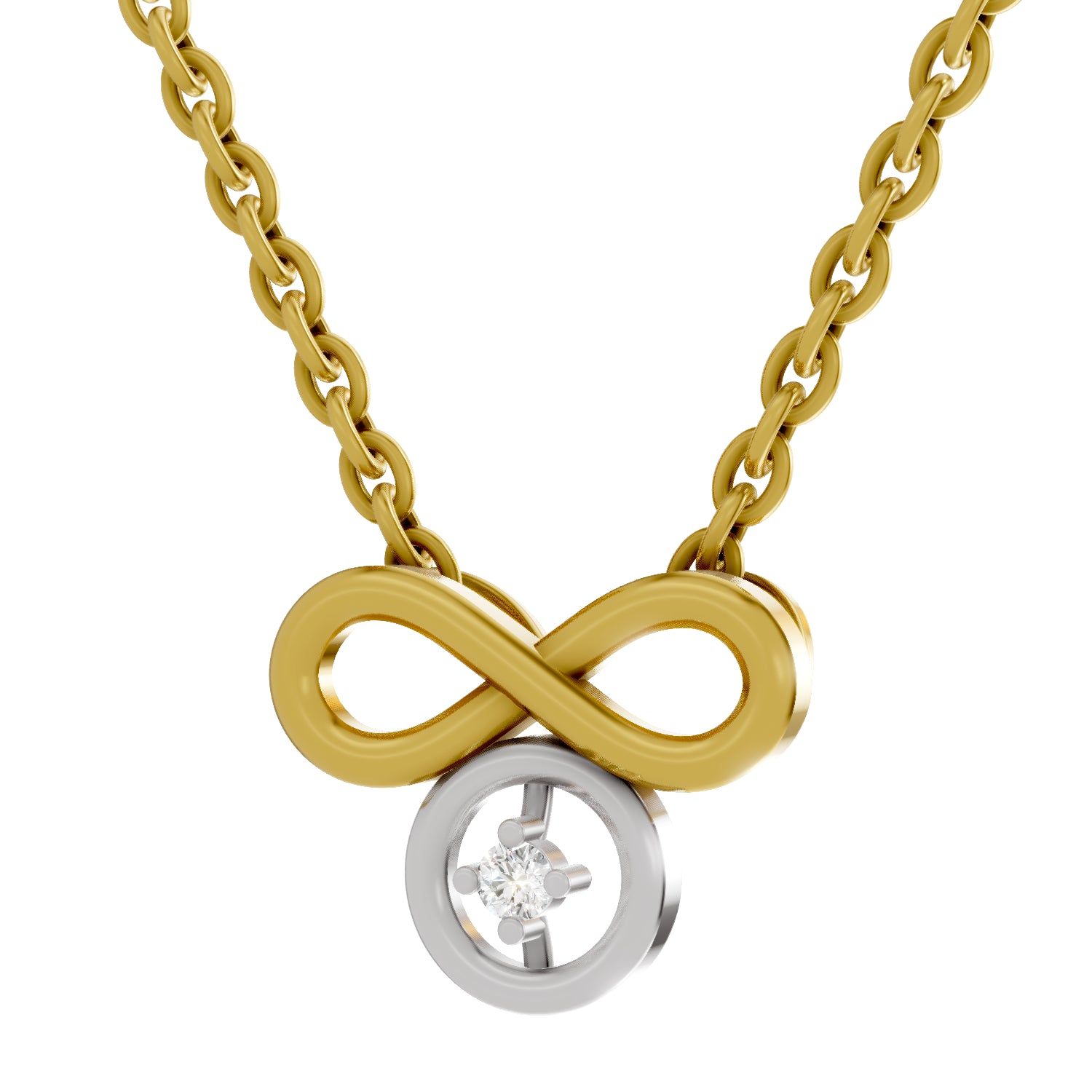 0.02 Carat| 925 Sterling Silver Gold Plated Infinity Pendant Necklace