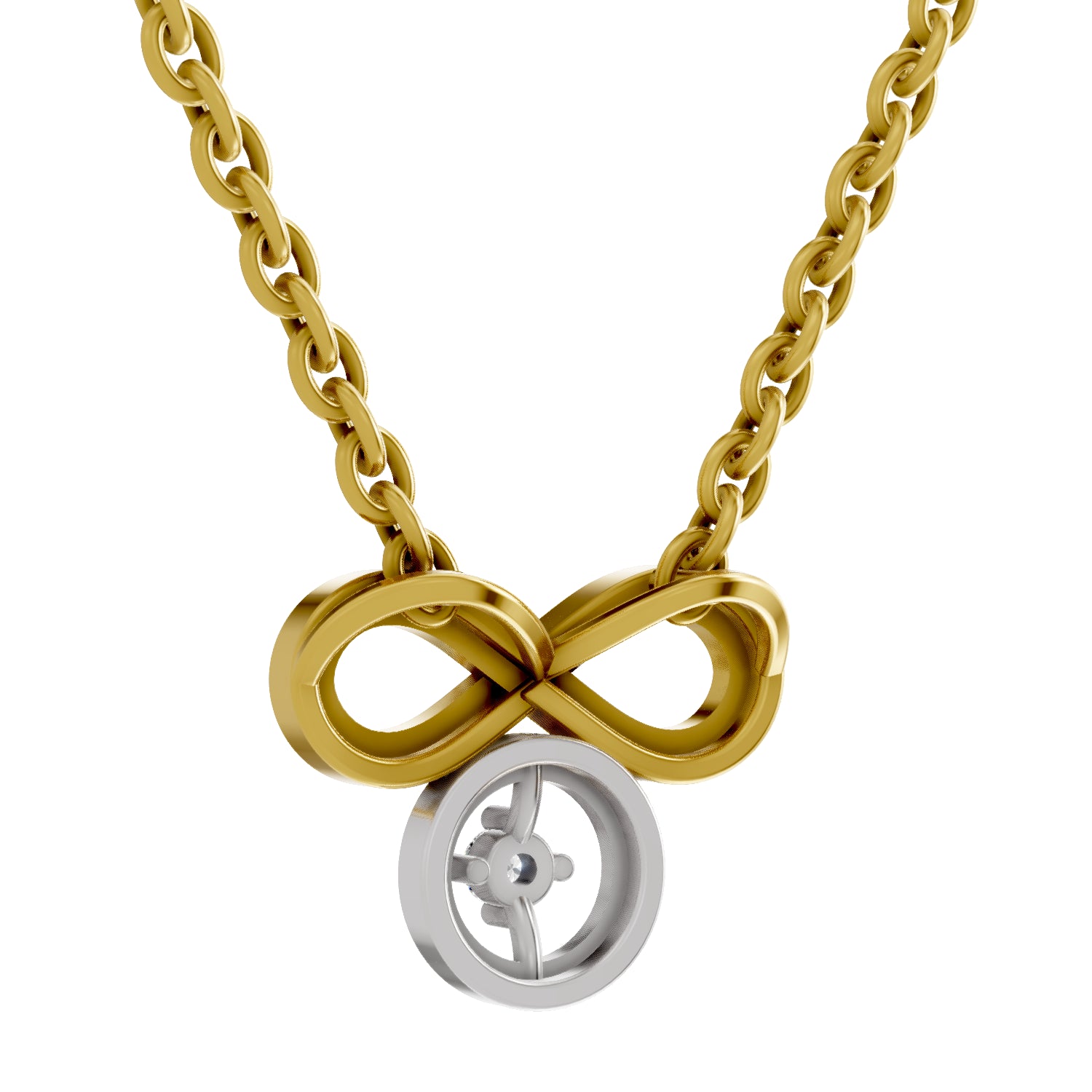 0.02 Carat| 925 Sterling Silver Gold Plated Infinity Pendant Necklace