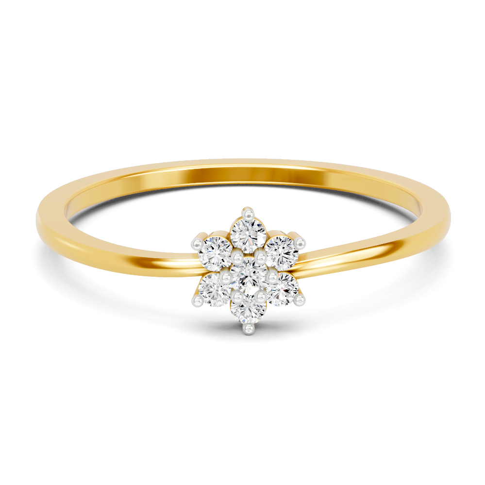Sparkles Lab Grown Diamond 0.13 Celestial Bloom Ring| 14K Yellow Gold