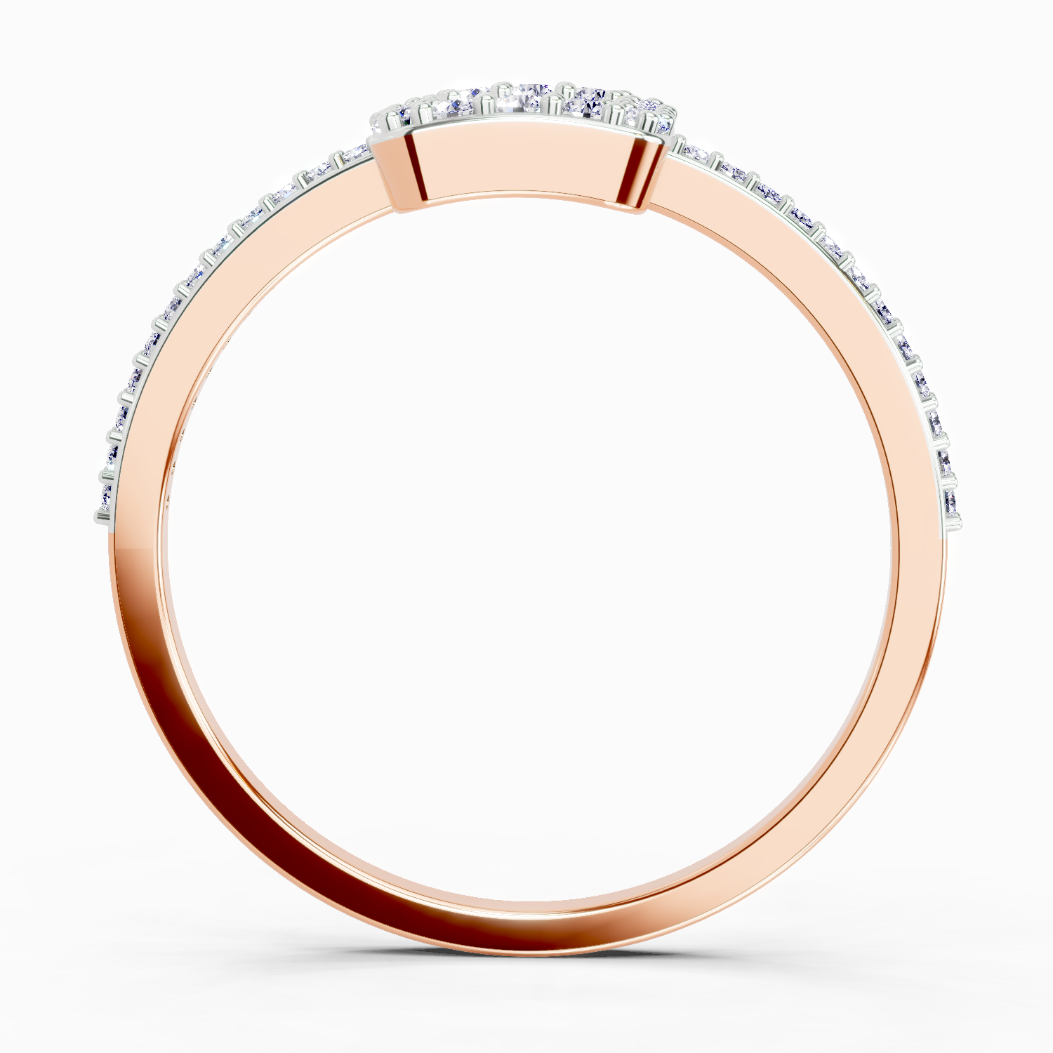 0.42 Ct Baguette Shape Halo Diamond Ring | 14K Rose Gold