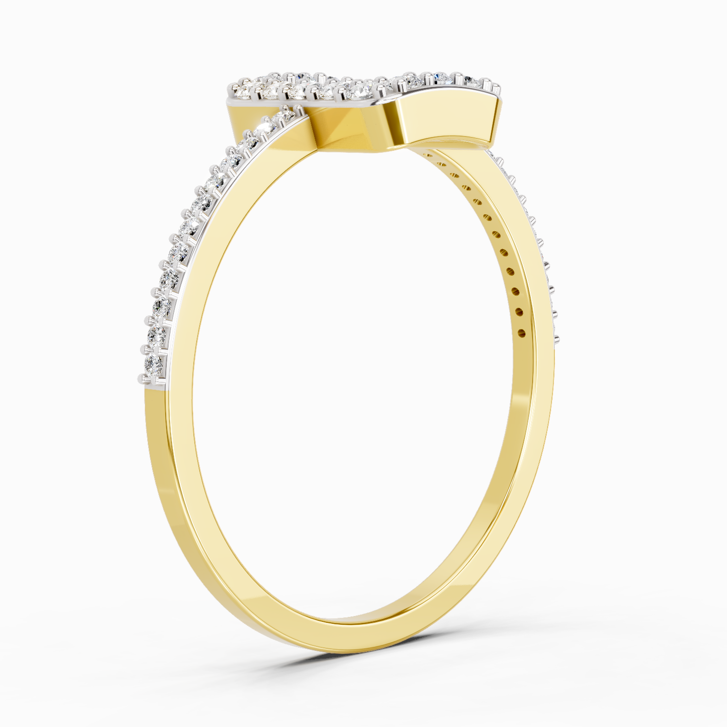 0.42 Ct Baguette Shape Halo Diamond Ring | 14K Yellow Gold