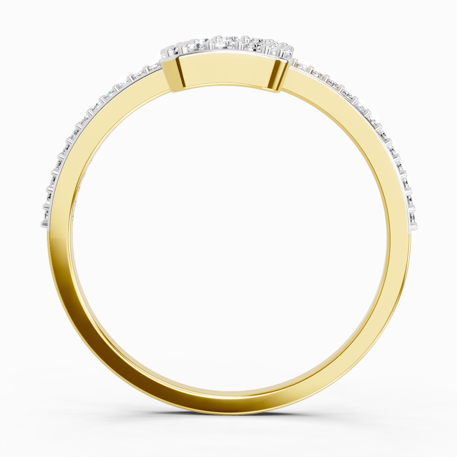 0.42 Ct Baguette Shape Halo Diamond Ring | 14K Yellow Gold