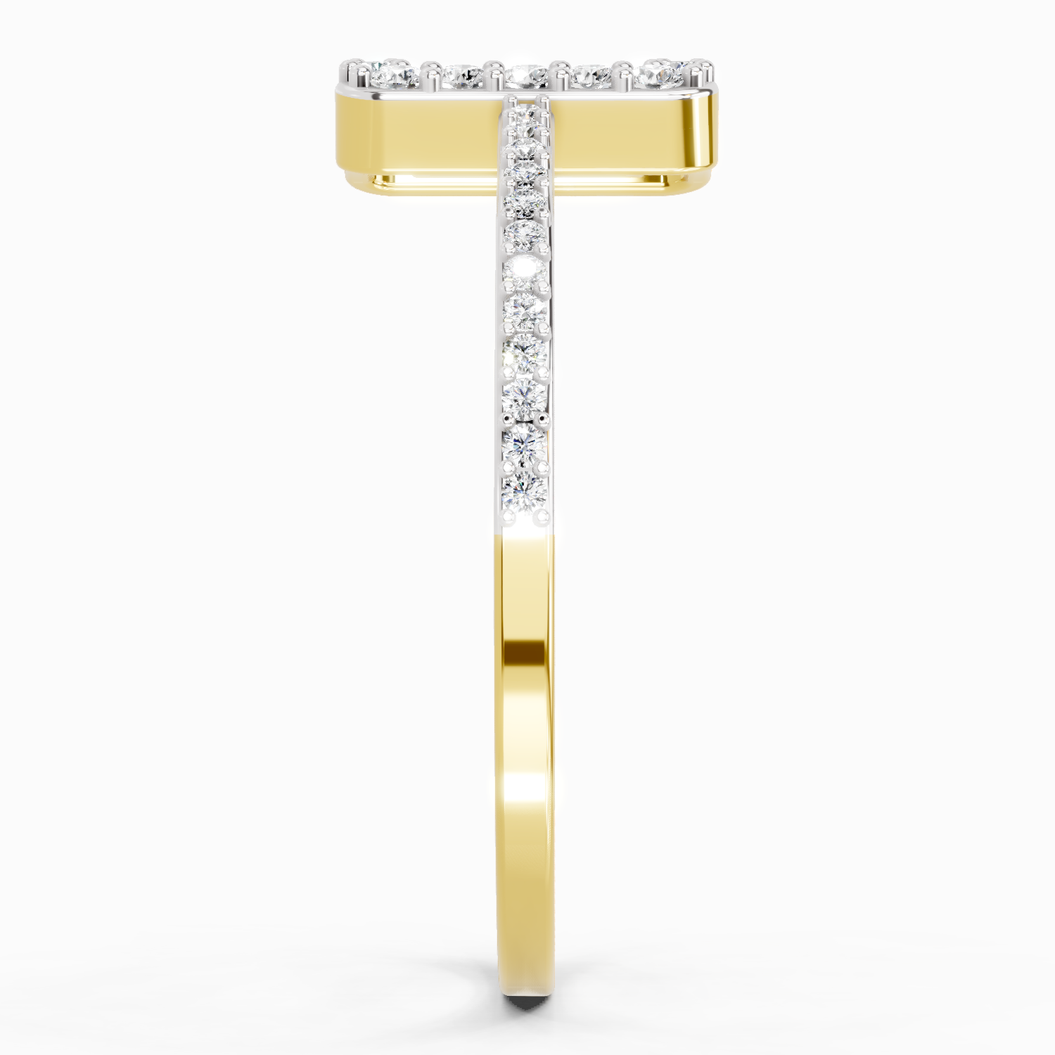 0.42 Ct Baguette Shape Halo Diamond Ring | 14K Yellow Gold
