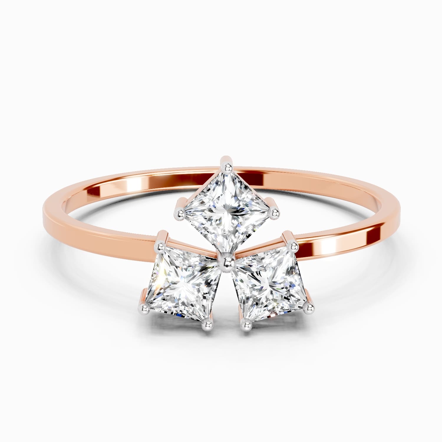 0.45 Carat Princess Shape Diamond Ring | 14K Rose Gold