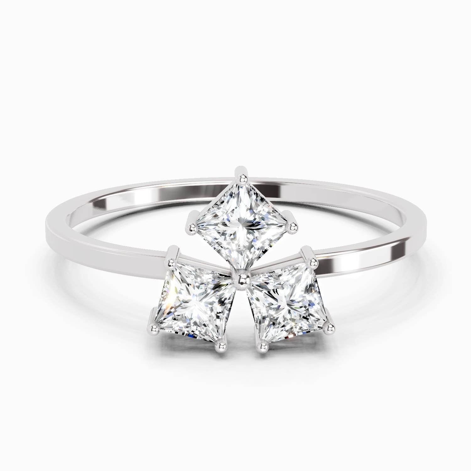 0.45 Carat Princess Shape Diamond Ring | 14K White Gold