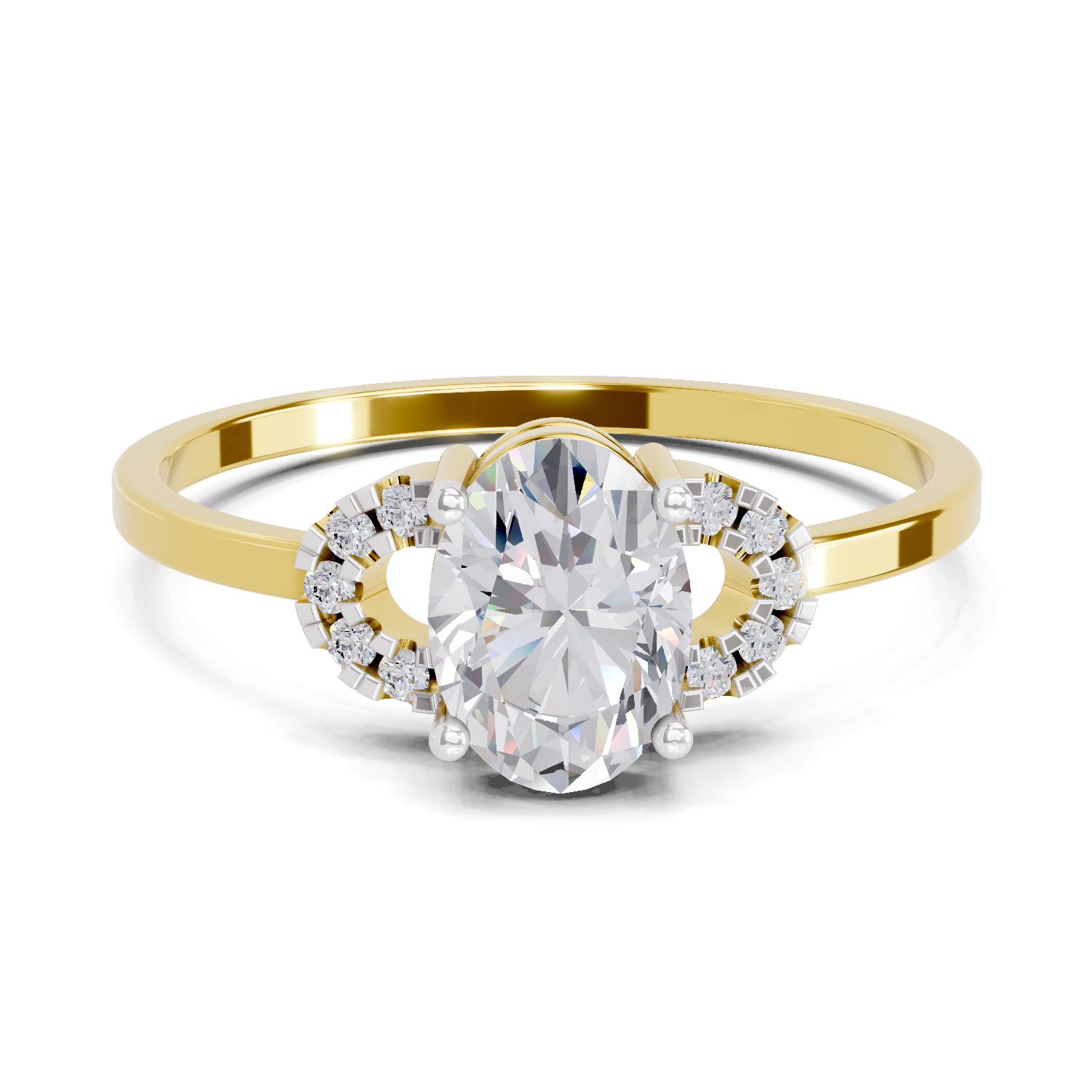 1.11 Carat Lunar Halo Promise  Engagement Ring | 14K Yellow Gold