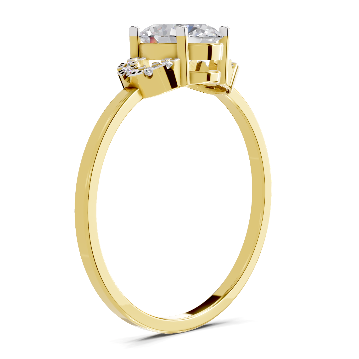 1.11 Carat Lunar Halo Promise  Engagement Ring | 14K Yellow Gold