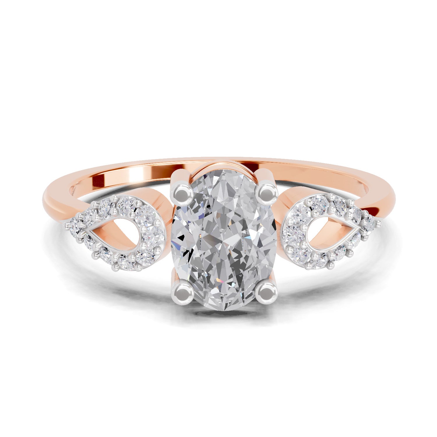 1.07 Carat Oval Shape Engagement Ring | 14K Rose Gold