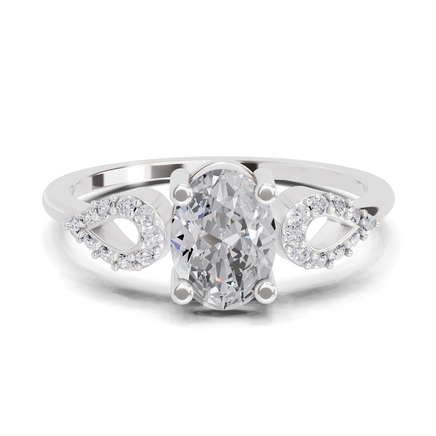 Sparkles 1.07 Carat Oval Shape Engagement Ring | 14K White Gold