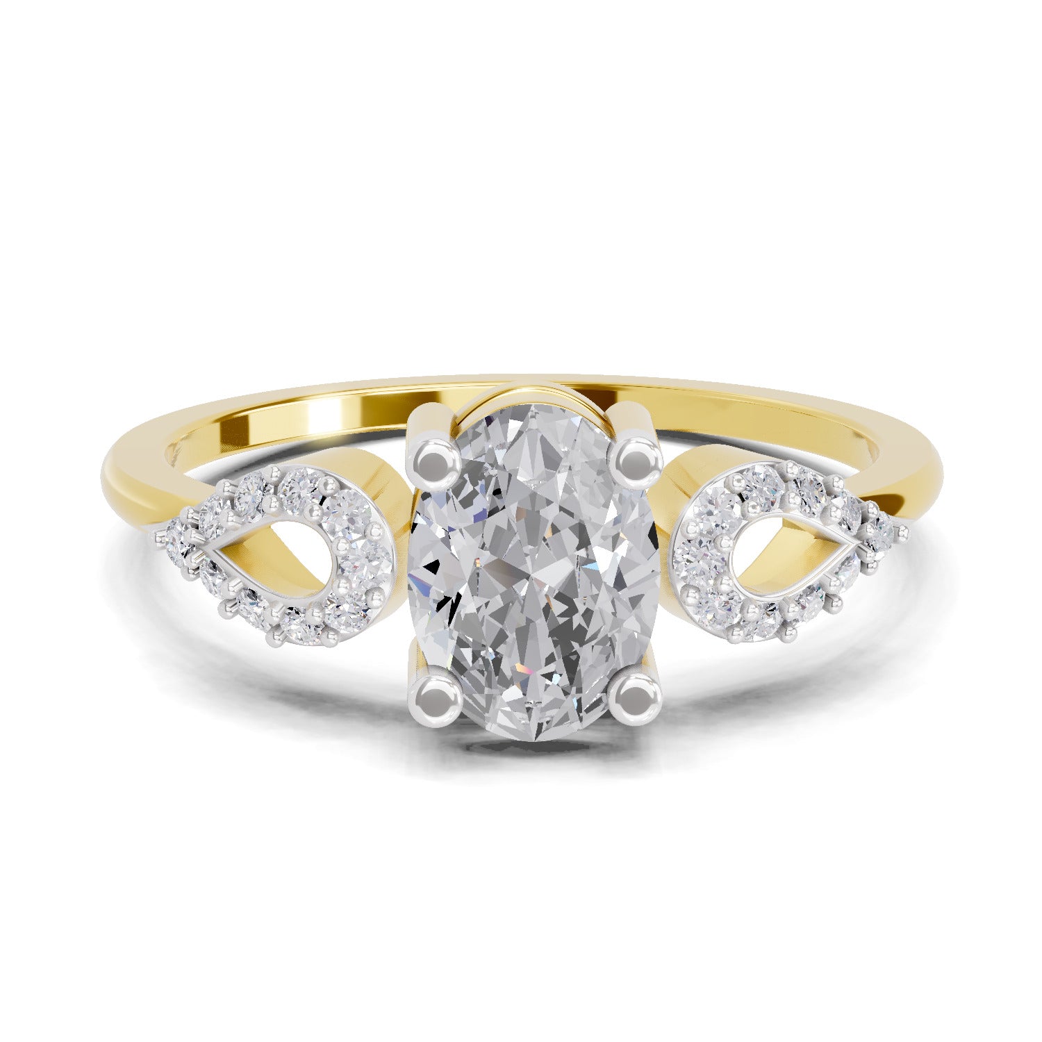 1.07 Carat Oval Shape Engagement Ring | 14K Yellow Gold