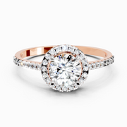 0.93 Carat Round Shape Halo Diamond Ring | 14K Rose Gold