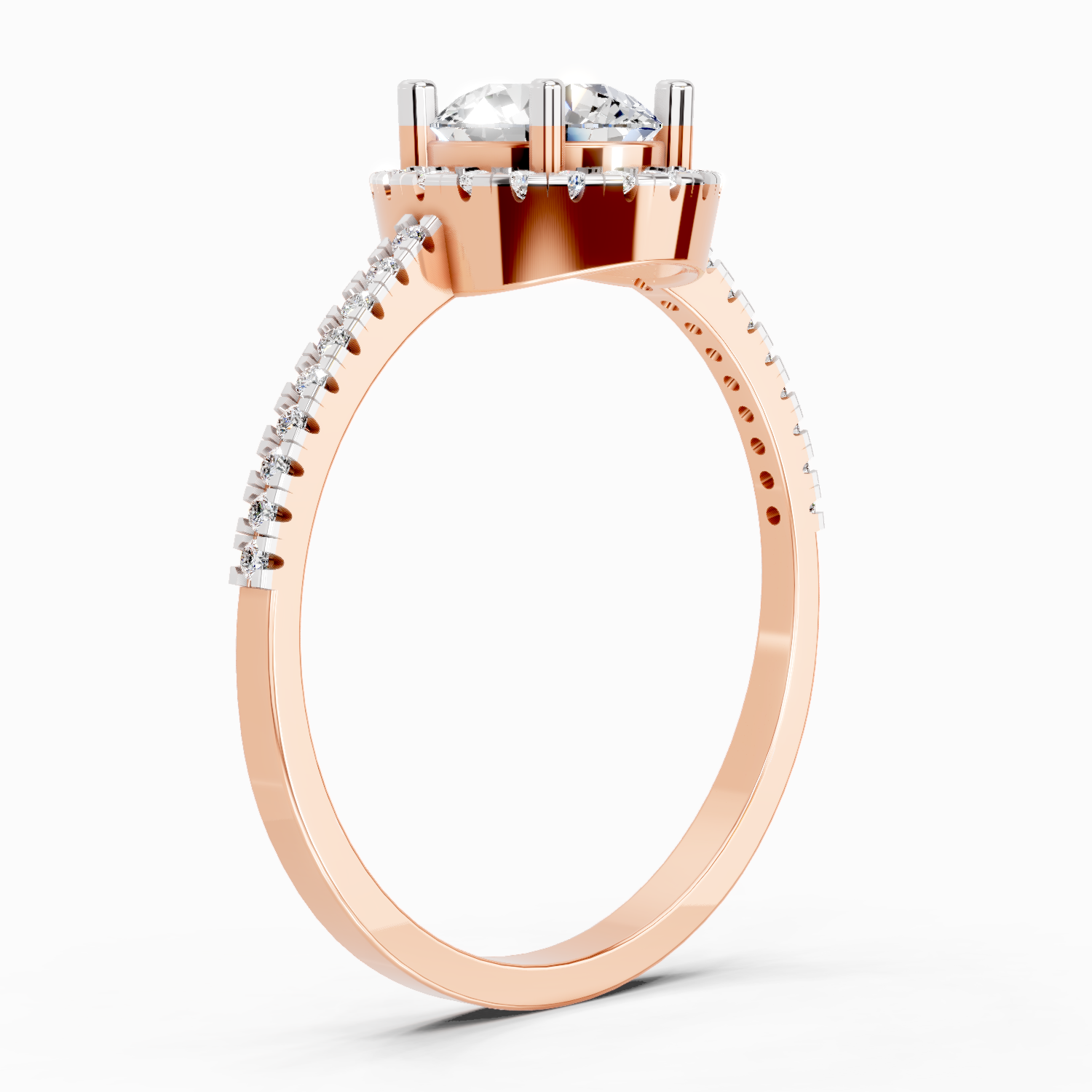 0.93 Carat Round Shape Halo Diamond Ring | 14K Rose Gold