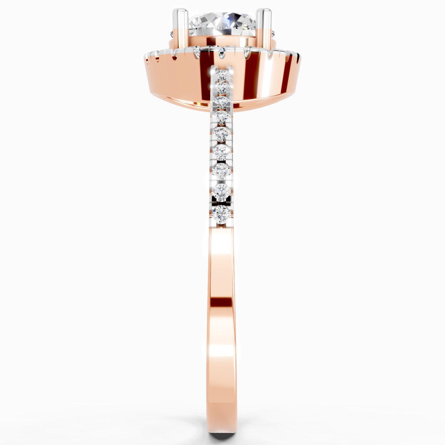 0.93 Carat Round Shape Halo Diamond Ring | 14K Rose Gold