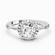 0.93 Carat Round Shape Halo Diamond Ring | 14K White Gold