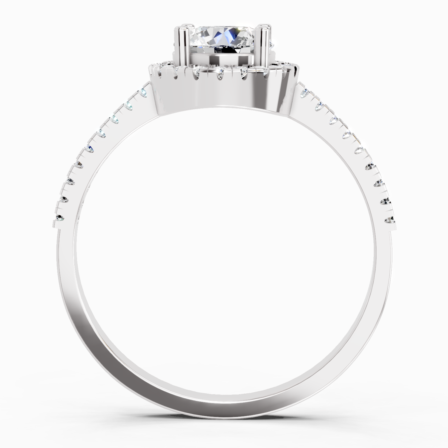 0.93 Carat Round Shape Halo Diamond Ring | 14K White Gold