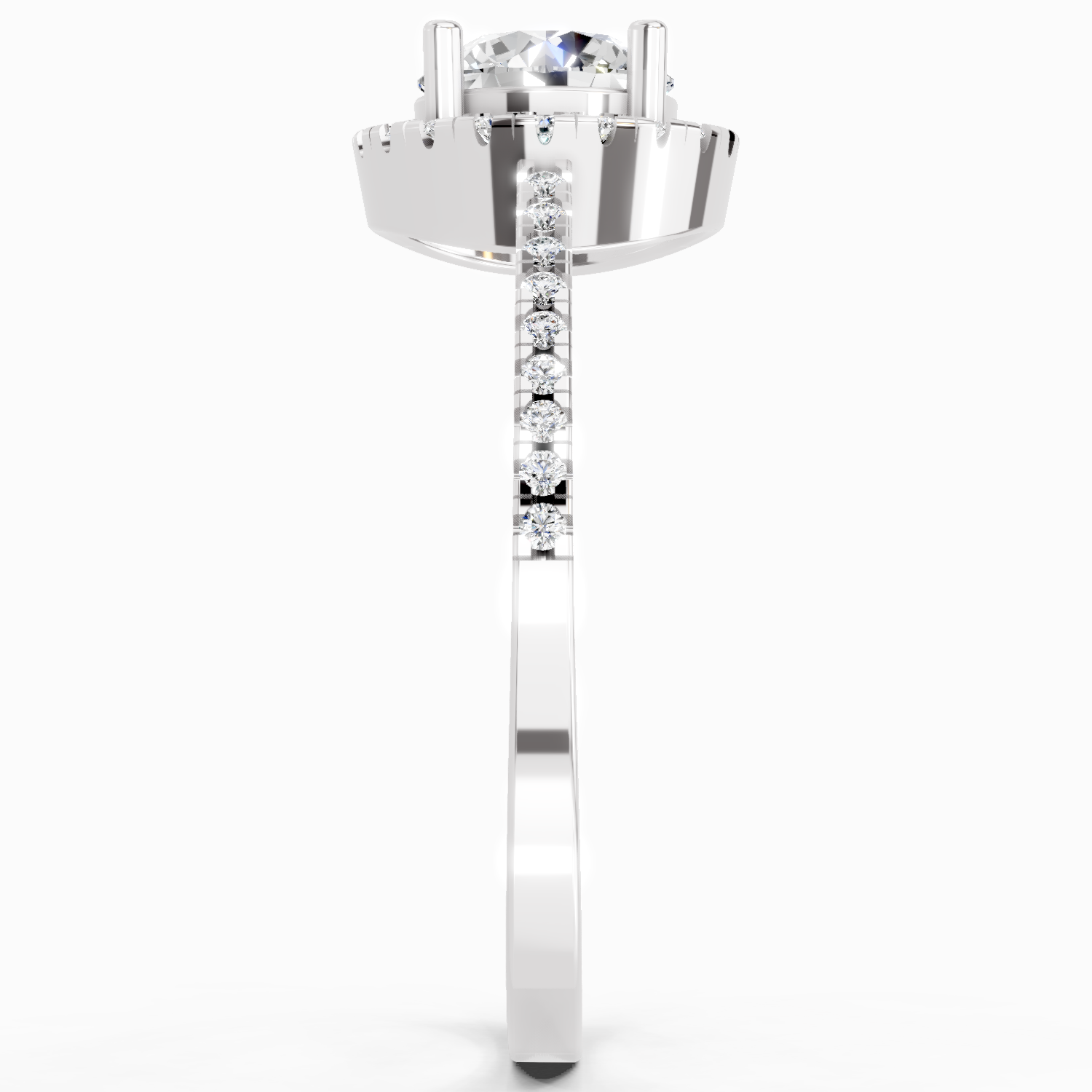 0.93 Carat Round Shape Halo Diamond Ring | 14K White Gold