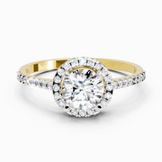 0.93 Carat Round Shape Halo Diamond Ring | 14K Yellow Gold
