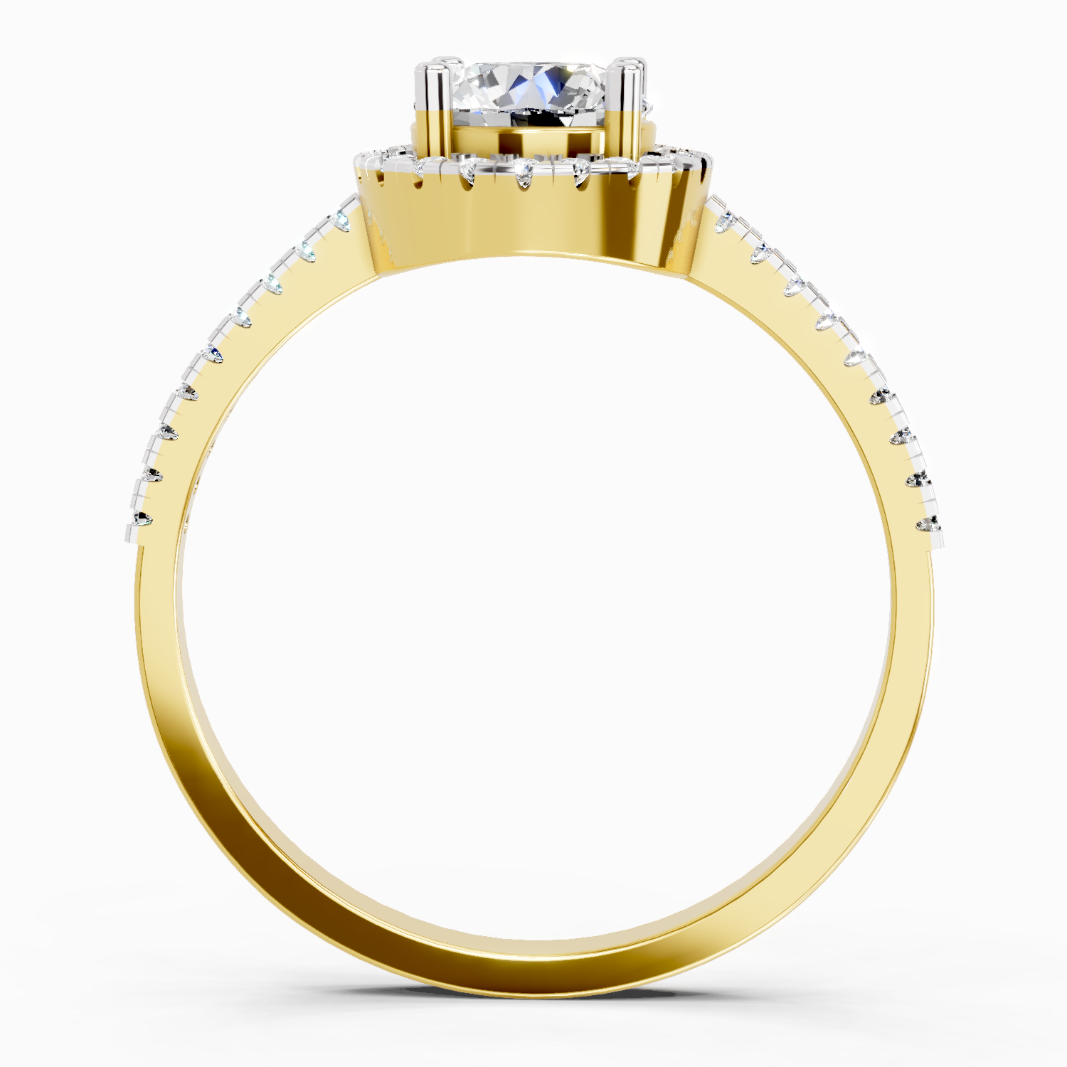 0.93 Carat Round Shape Halo Diamond Ring | 14K Yellow Gold