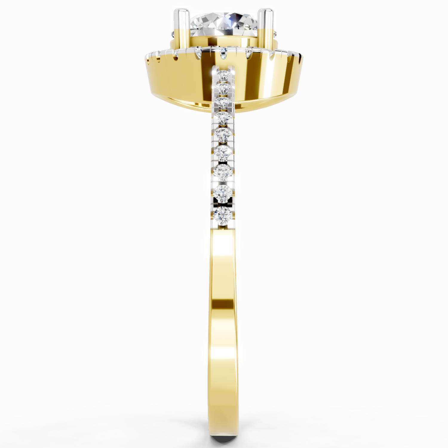 0.93 Carat Round Shape Halo Diamond Ring | 14K Yellow Gold