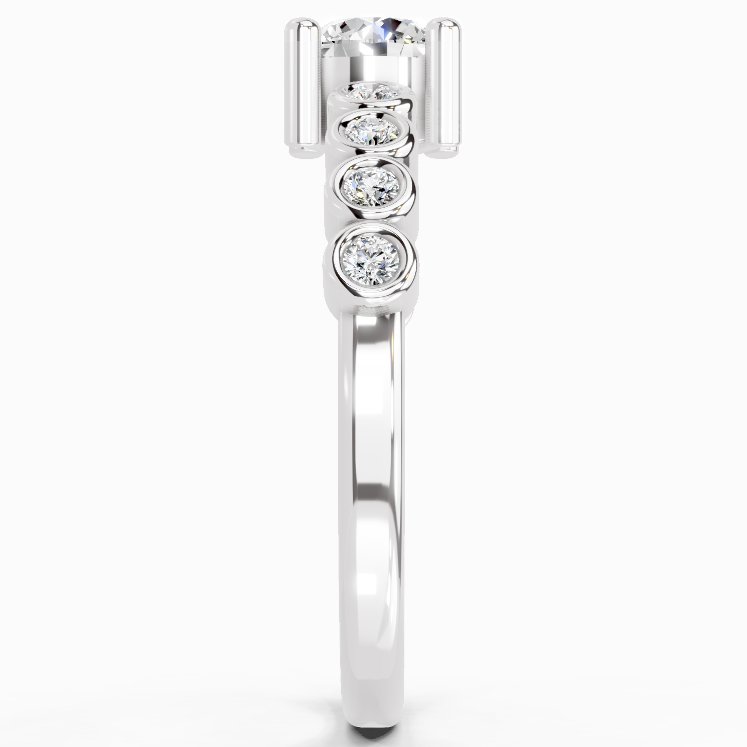 0.55 Carat Round Shape Diamond Ring | 14K White Gold