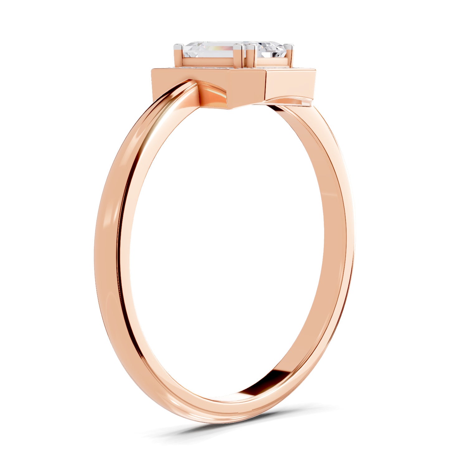 0.68 Carat Emerald Cut Engagement Ring | 14K Rose Gold