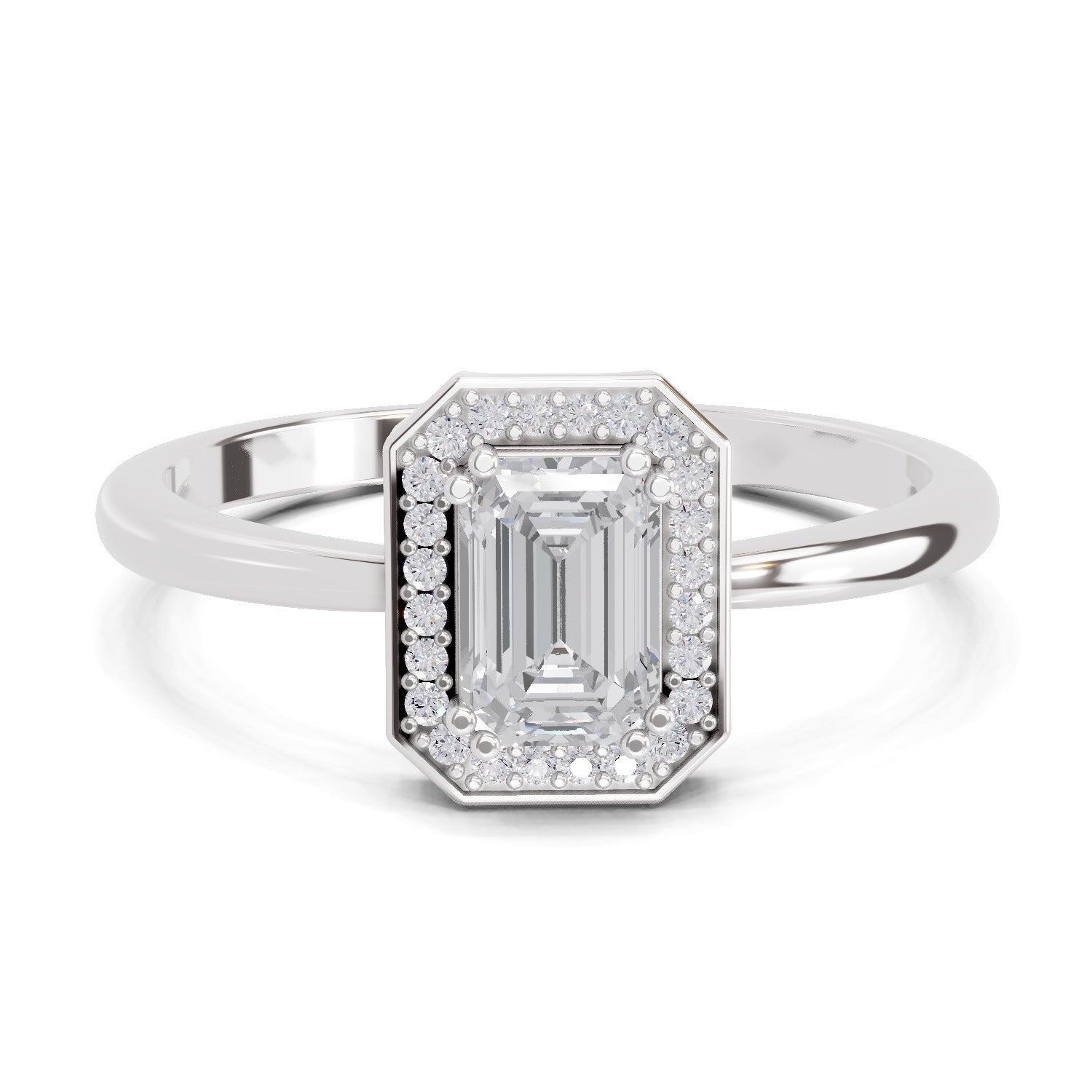 Sparkles 0.68 Carat Emerald Cut Engagement Ring | 14K White Gold