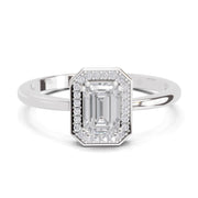 Sparkles 0.68 Carat Emerald Cut Engagement Ring | 14K White Gold