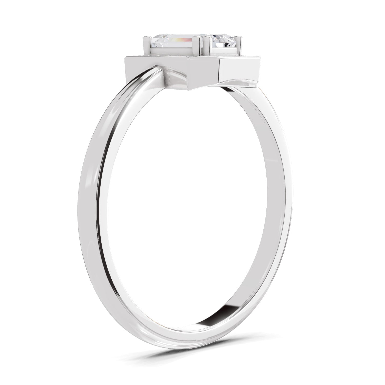 Sparkles 0.68 Carat Emerald Cut Engagement Ring | 14K White Gold