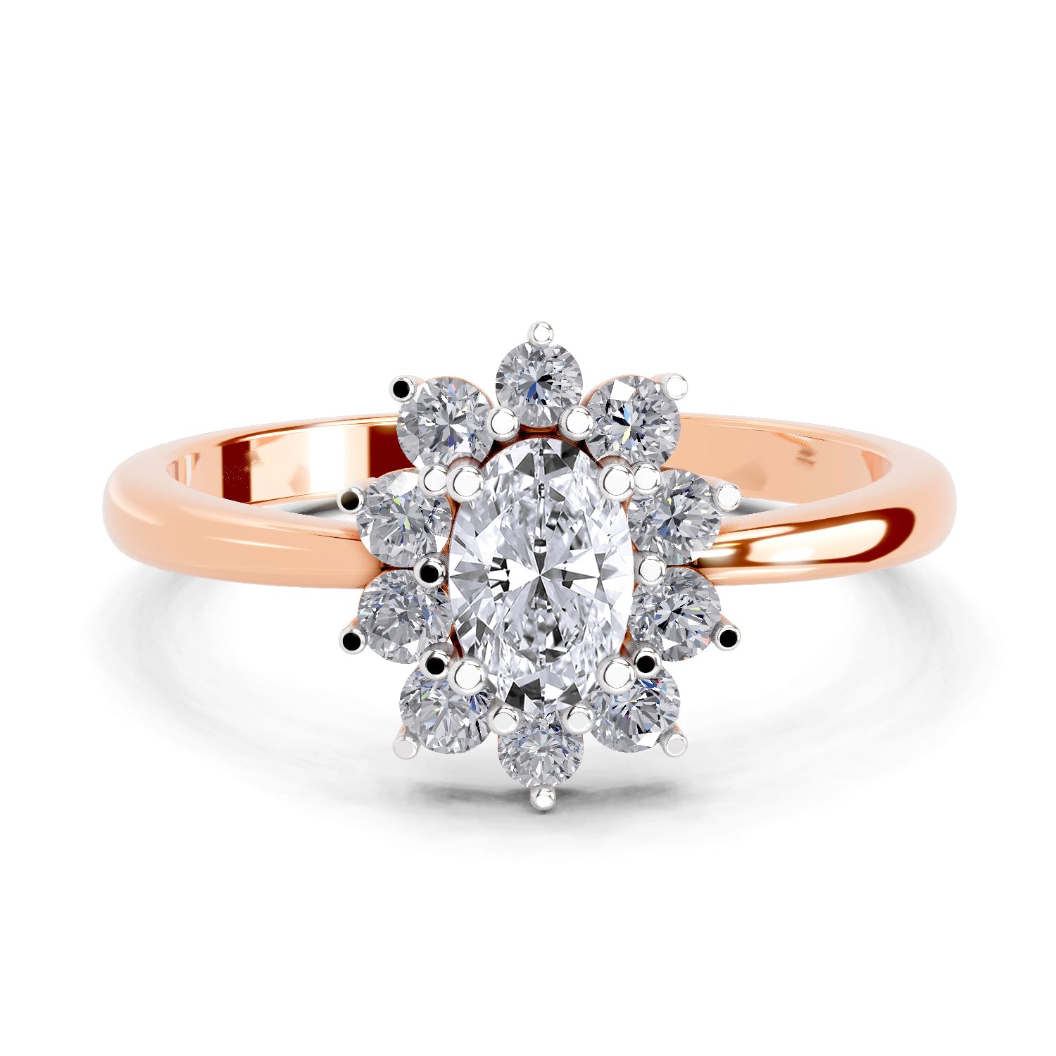 0.88 Carat Oval Shape Engagement Ring | 14K Rose Gold