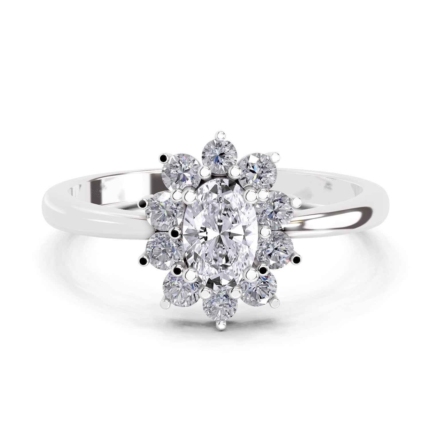 Sparkles 0.88 Carat Oval Shape Engagement Ring | 14K White Gold