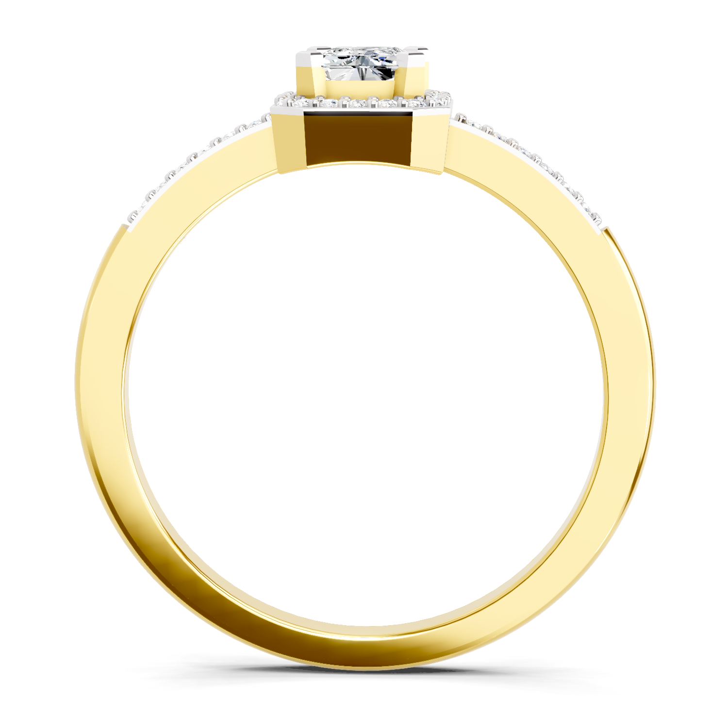 0.7 Ct Emerald Cut Halo | 14K Yellow Gold