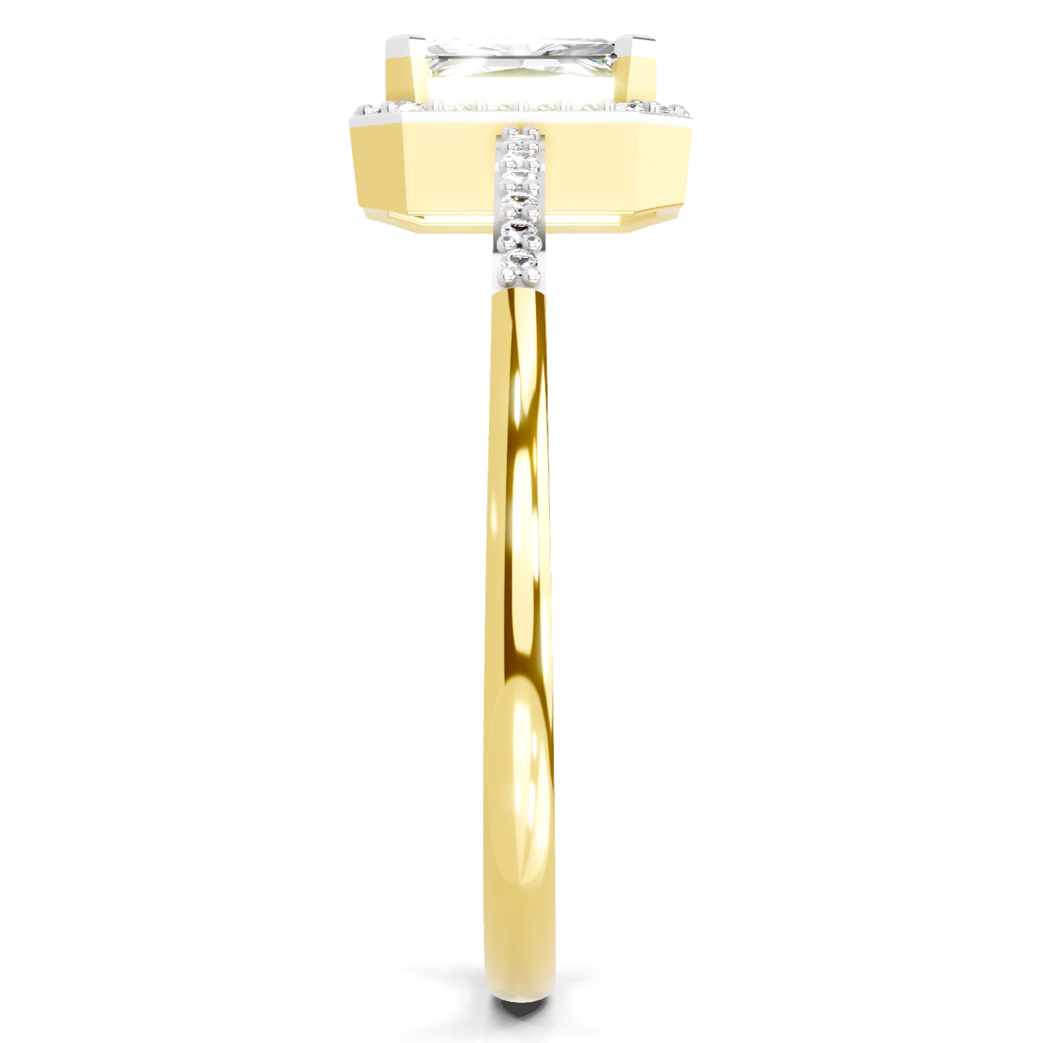 0.7 Ct Emerald Cut Halo | 14K Yellow Gold