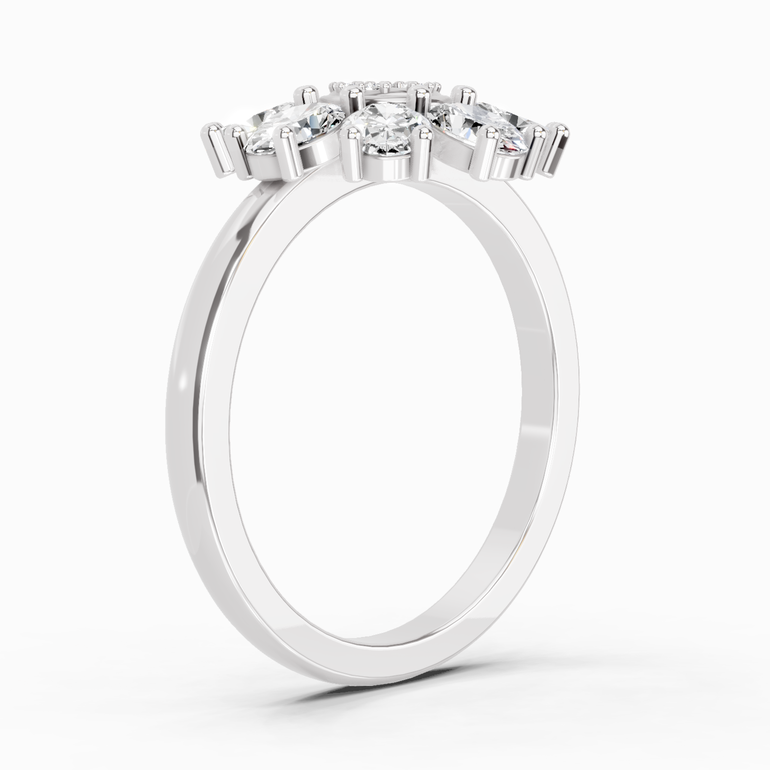 1.63 Carat Daisy Royale Promise  Engagement Ring | 14K White Gold