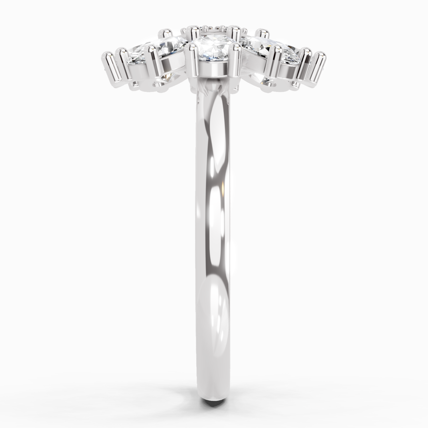 1.63 Carat Daisy Royale Promise  Engagement Ring | 14K White Gold