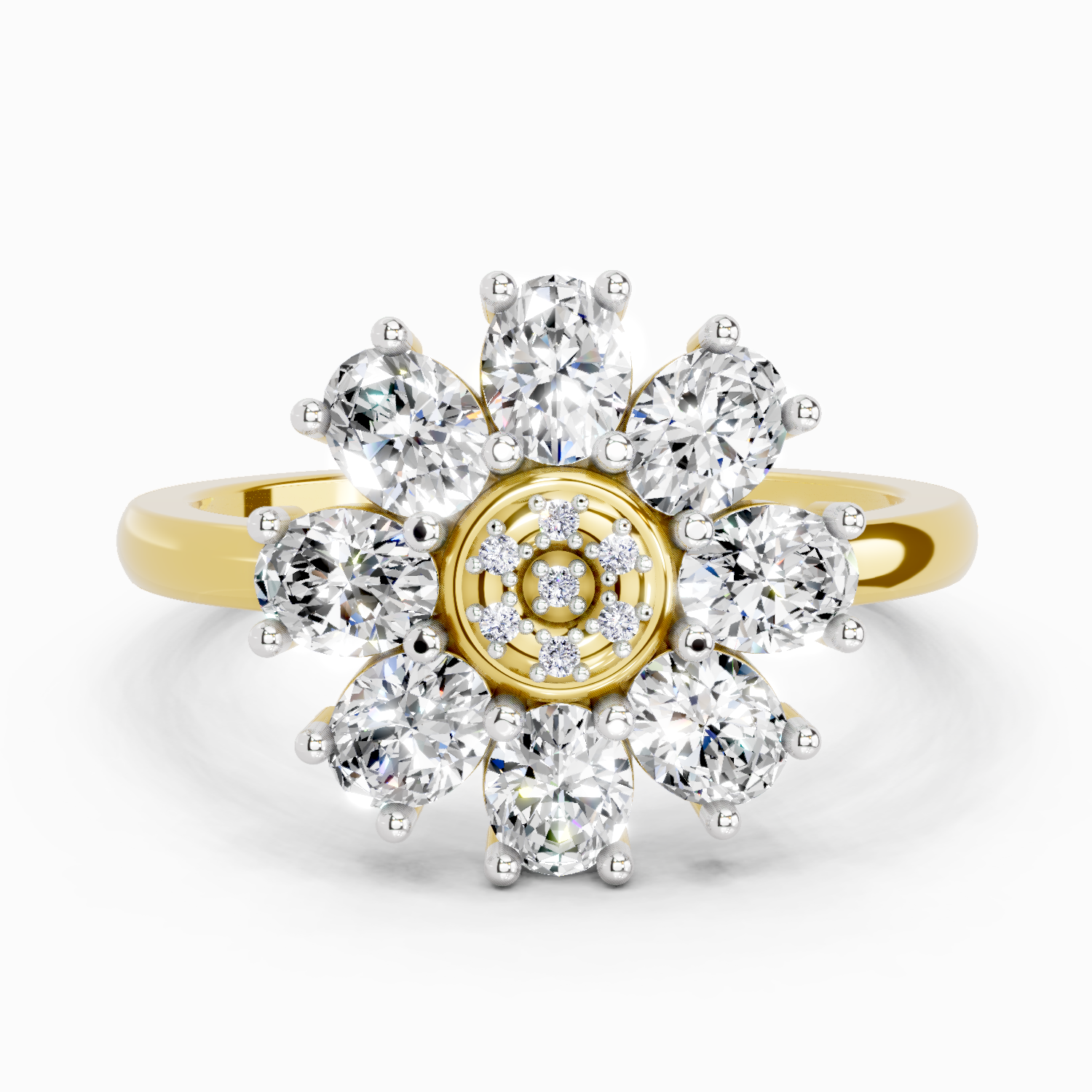 1.63 Carat Daisy Royale Promise  Engagement Ring | 14K Yellow Gold