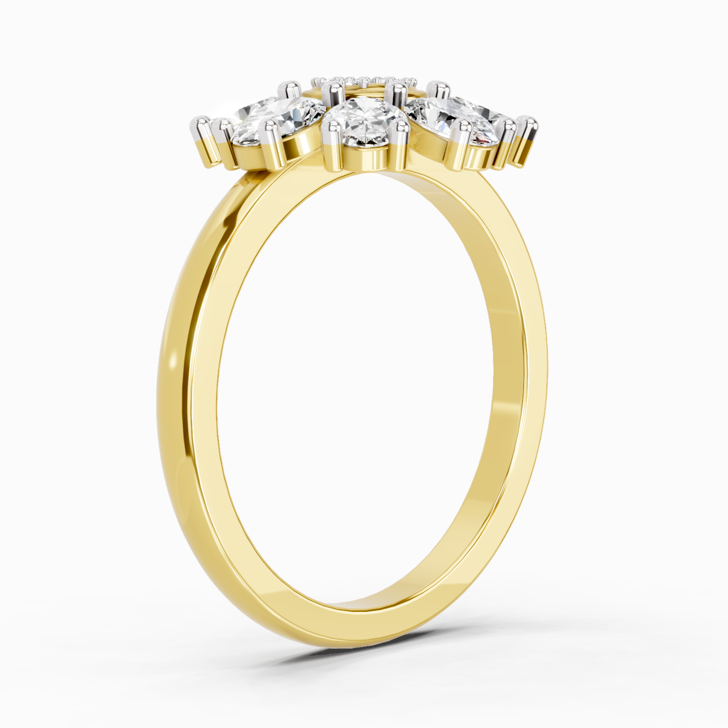 1.63 Carat Daisy Royale Promise  Engagement Ring | 14K Yellow Gold