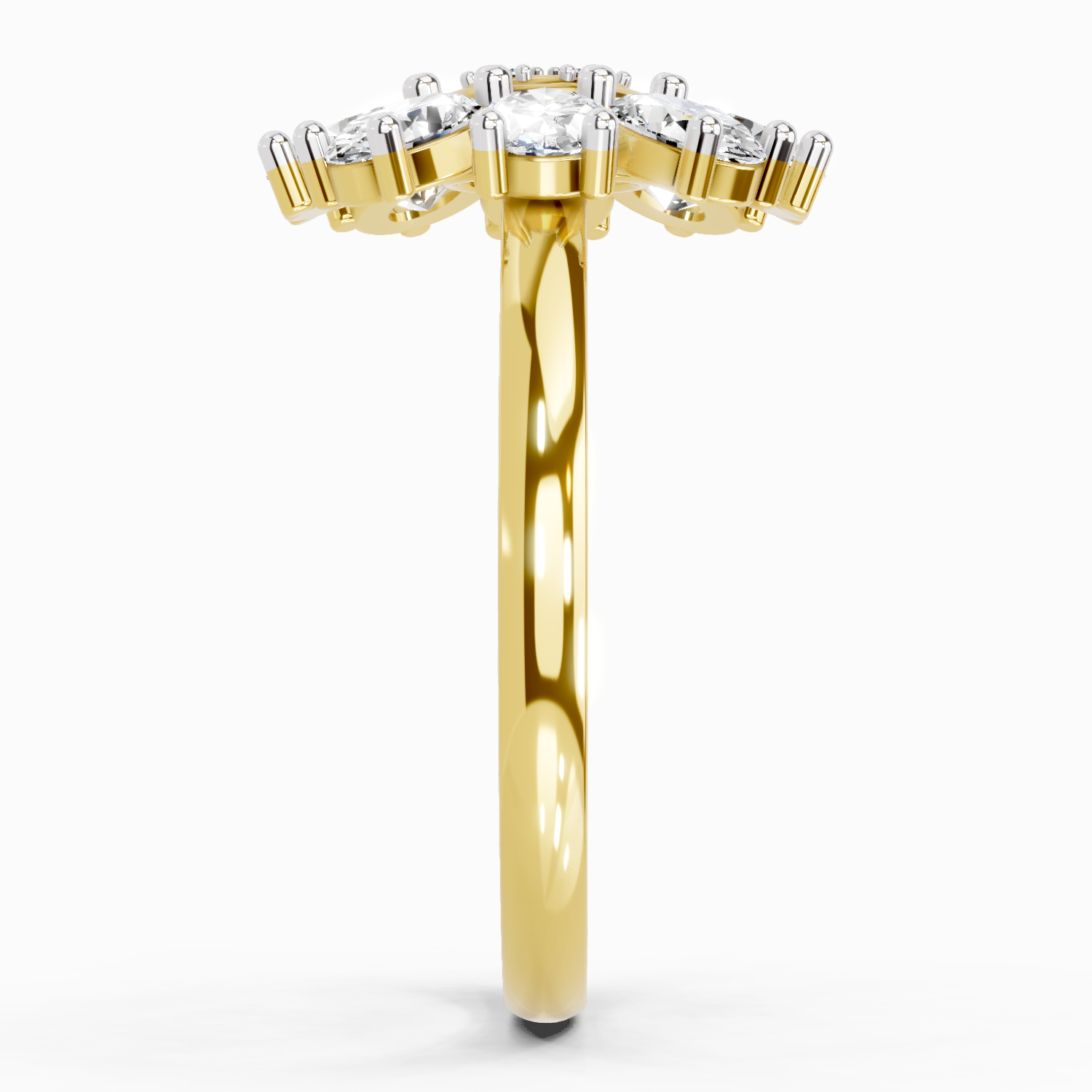 1.63 Carat Daisy Royale Promise  Engagement Ring | 14K Yellow Gold