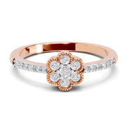 0.59 Carat Round Shape Floral Engagement Ring | 14K Rose Gold