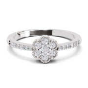 Sparkles 0.59 Carat Round Shape Floral Engagement Ring | 14K White Gold