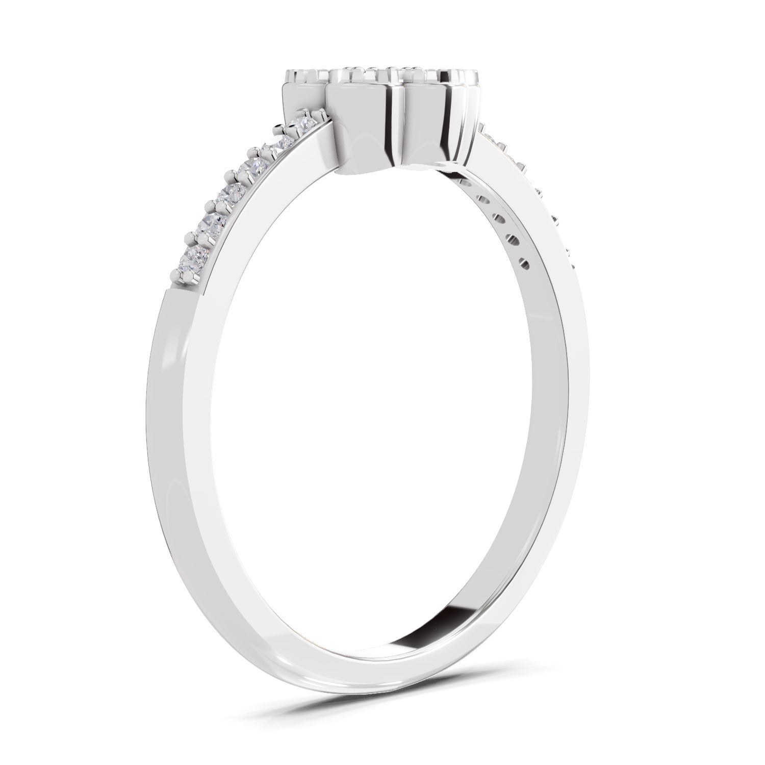 Sparkles 0.59 Carat Round Shape Floral Engagement Ring | 14K White Gold