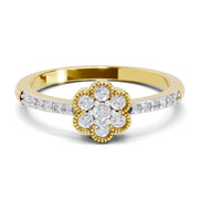 0.59 Carat Round Shape Floral Engagement Ring | 14K Yellow Gold