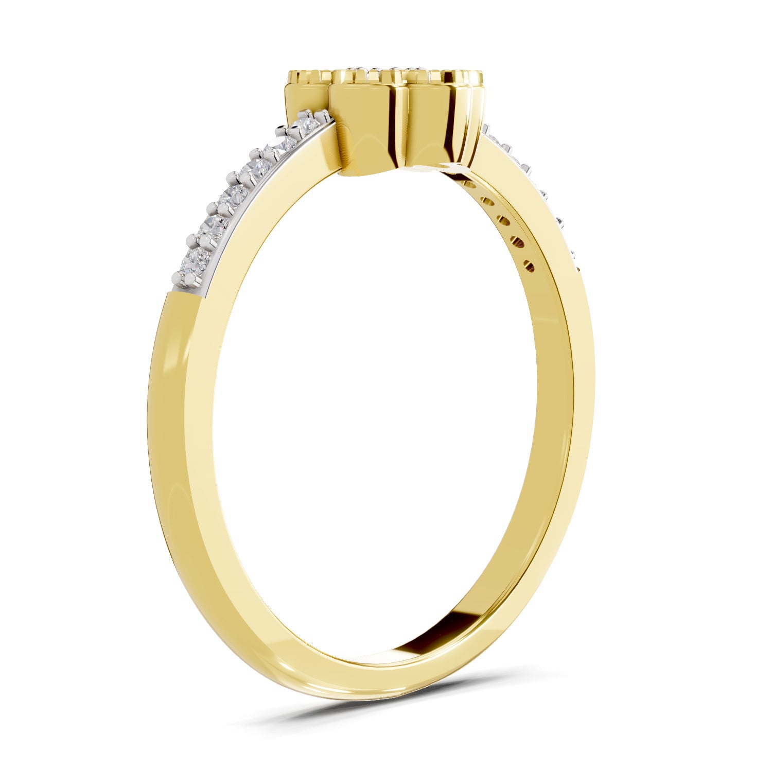 0.59 Carat Round Shape Floral Engagement Ring | 14K Yellow Gold