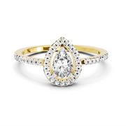 0.61 Ct Pear Cut Halo | 14K Yellow Gold
