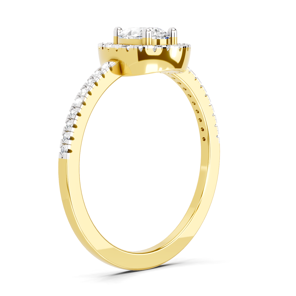 0.61 Ct Pear Cut Halo | 14K Yellow Gold