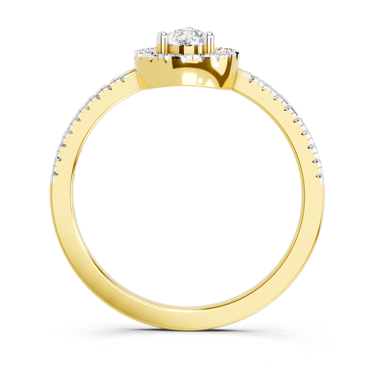 0.61 Ct Pear Cut Halo | 14K Yellow Gold